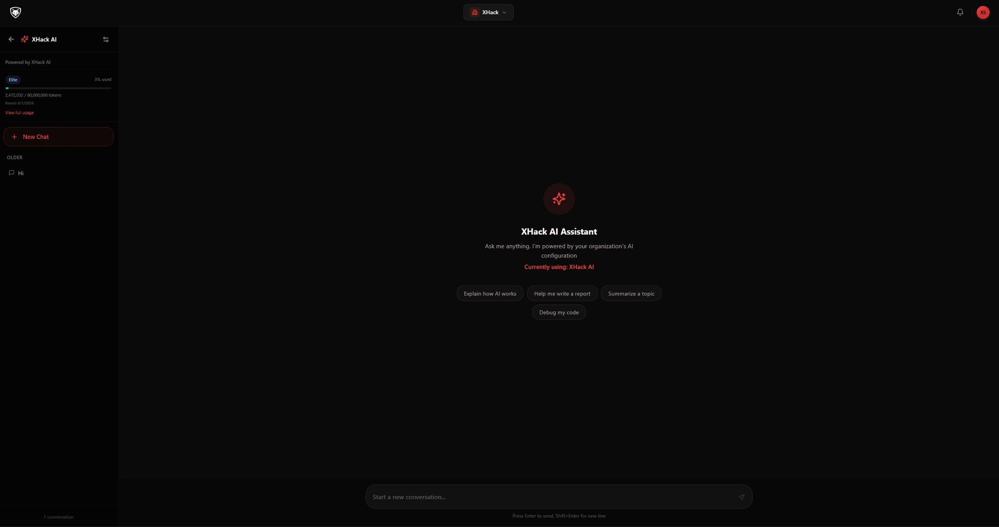 XHack AI Agent interactive chat
