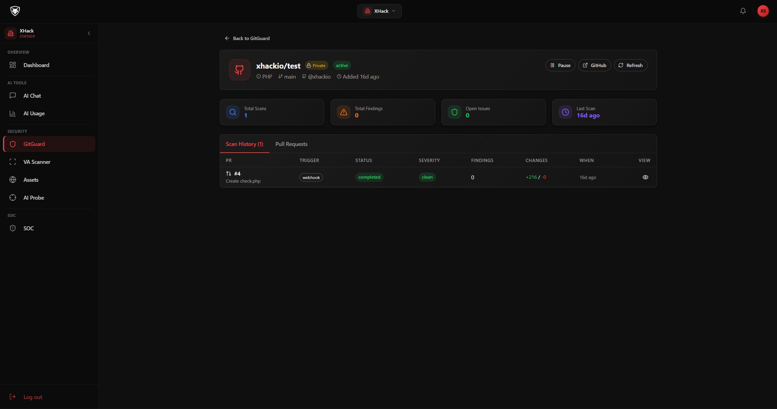 GitGuard repo view