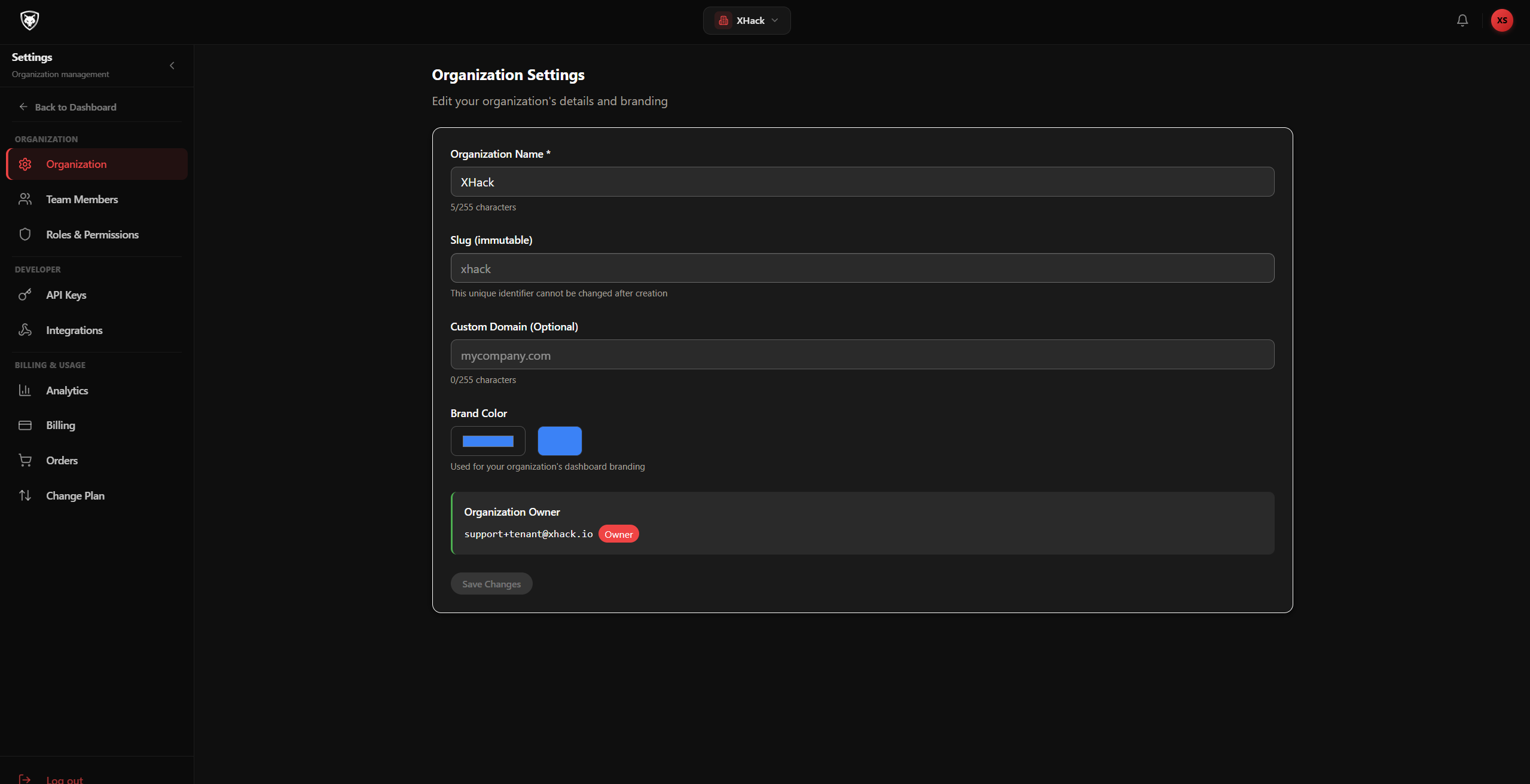 Tenant settings