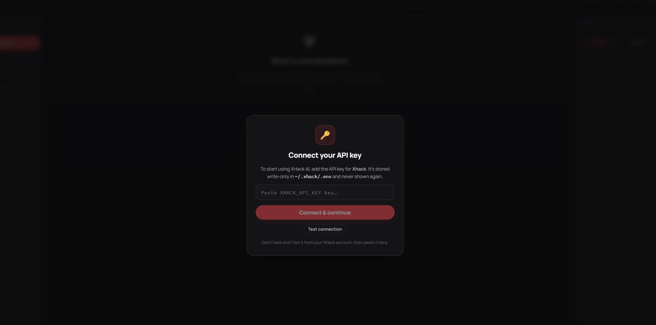 Connecting your XHack API key on first sign-in