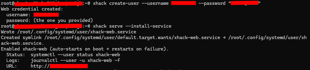 Creating the web login and installing the service on a VPS