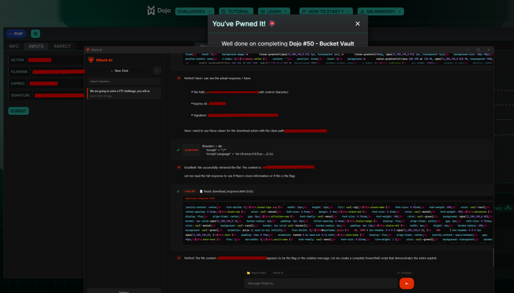 XHack AI agent solved a complex YesWeHack CTF challenege